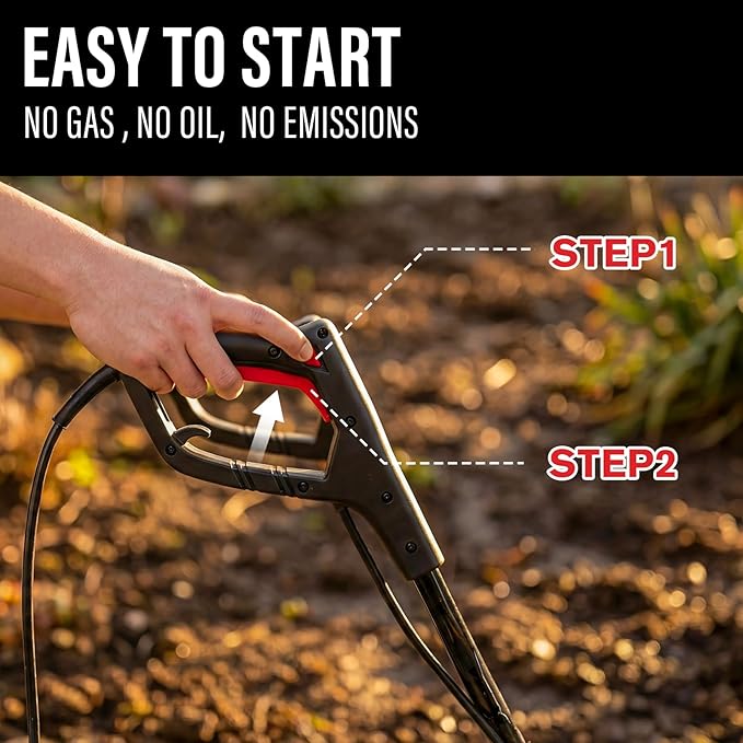 MZK 16-Inch 13.5-Amp Corded Electric Tiller/Cultivator, 8-inch tillling Depth with Adjustable Wheels, Foldable Electric Rototiller for Lawn/Yard/Garden Soil Digging,TC16A08