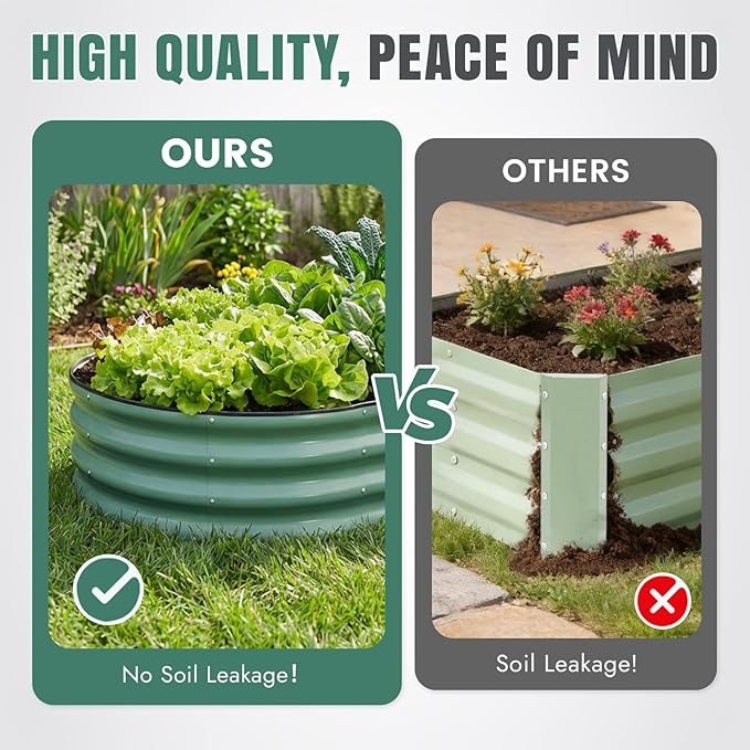 INNO STAGE Galvanized Raised Garden Bed, 6x3x1FT Oval Metal Raised Garden Beds for Vegetables, Rust-Resistant & Easy Assembly, Outdoor Planter Box for Gardening, Flowers, Herbs (Green)
