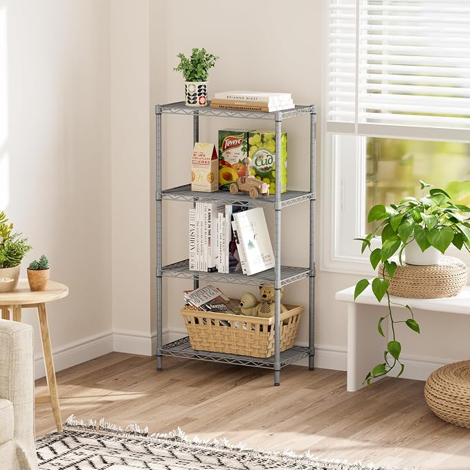 SINGAYE 4 Metal Shelves Wire Shelving Storage Shelf Adjustable Unit Pantry
