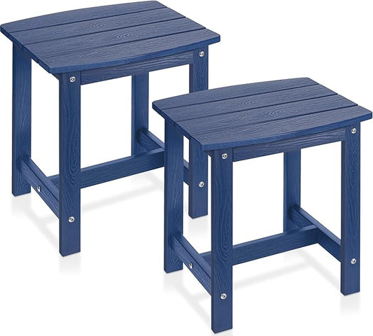Y&M Outdoor Side Table, HIPS Adirondack Small Single Table, Waterproof Square Outside Table, Balcony Modern End Tables for Patio, Pool, Beach, Porch, Deck, Indoor or Outdoor Use (Navy Blue, 2 Pack)