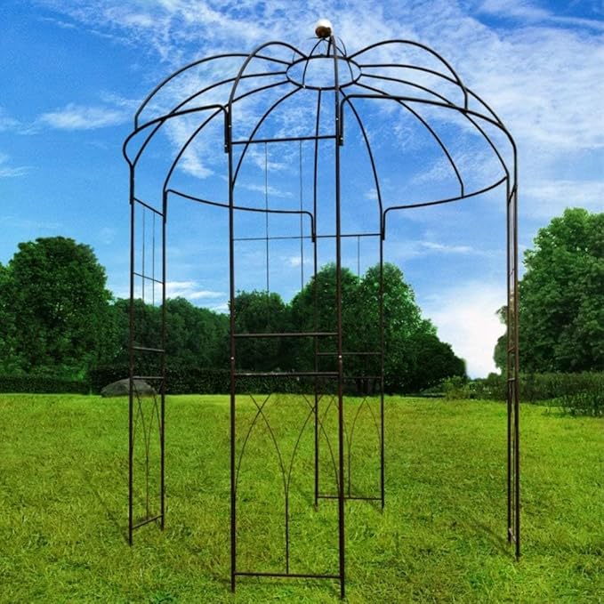 OUTOUR French Style Birdcage Shape Heavy Duty Gazebo,9'Highx 6‘6" Wide,Pergola Pavilion Arch Arbor Arbour Plants Stand Rack for Wedding Outdoor Garden Lawn Backyard Patio,Climbing Vines,Roses
