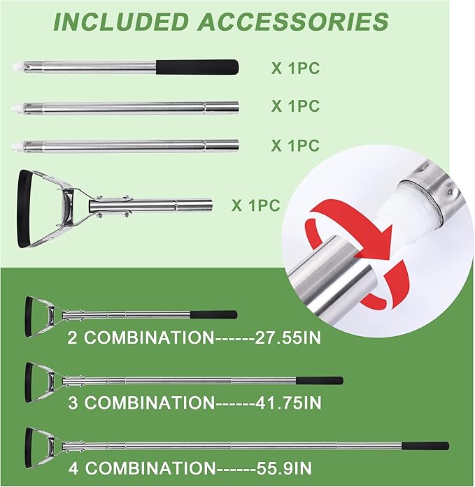 BARAYSTUS Garden Hoe 3-Height Adjustable - 55.9 Inch Long Handle Weeding Tool, Stainless Steel Heavy Duty Scuffle Hoe for Lawn,Yard & Vegetable Garden