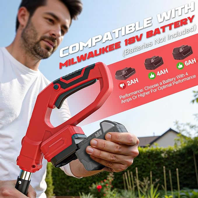 Cordless Tiller Cultivator Compatible with Milwaukee 18V Battery(Tool Only), 450RPM Electric Tiller for Gardening, 9"x6.3" Tilling, 48 Reinforced Steel Tines Rototiller for Lawn/Soil Cultivation
