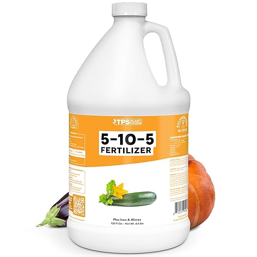 5-10-5 Fertilizer for Plants, Great for Root Vegetables, Fruiting Vegetables, and Flowers, Plant Fertilizer by TPS Plant Foods, 1 Gallon (128oz)