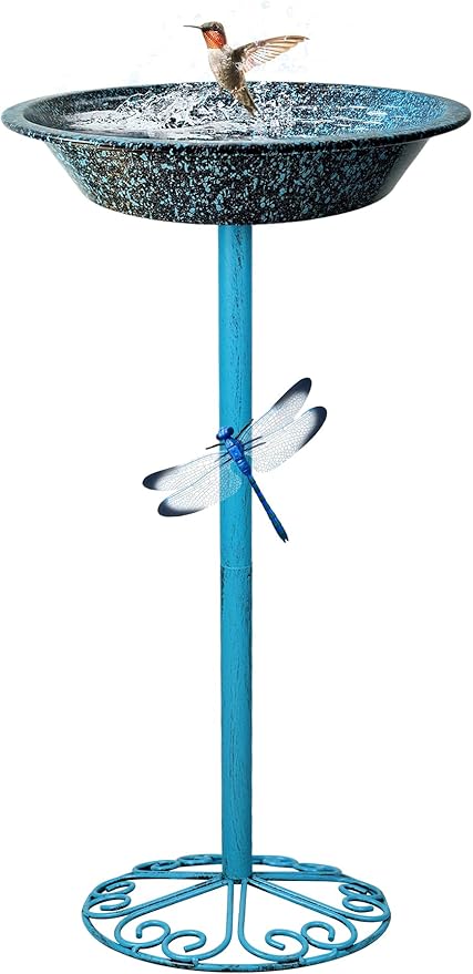 SAC SMARTEN ARTS Freestanding Bird Bath for Outside Metal Birdbaths Birdfeeder Bowl with Metal Stake Spa Bird Feeder Standing for Garden Patio Yard Lawn Décor 25.5 Inch Height