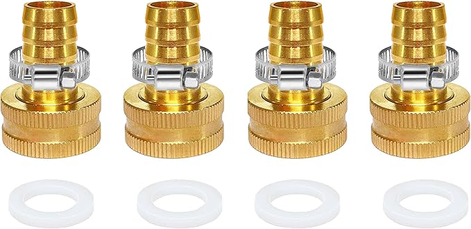YOUHO Garden Hose Adapter 4PCS 1/2" Drip Irrigation Tubing to Faucet - Reusable Connector Fittings for Most Rain Bird, Orbit, Dig, Toro 1/2 Tubing x 3/4 FGHT Garden Extension Repair Fitting