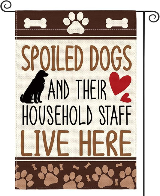 AVOIN colorlife Dog Lover Welcome Garden Flag 12x18 Inch Double Sided Outside, Pet Paw Print Quote Burlap Yard Outdoor Decoration