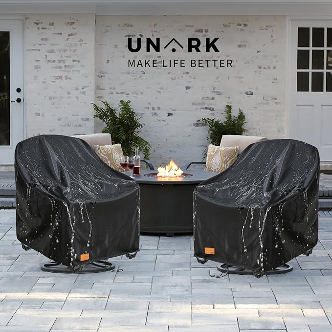 Outdoor Swivel Patio Chair Cover 4 Pack,600D Waterproof Heavy Duty Outdoor Chair Cover , Patio Furniture Covers, Outdoor Furniture Covers Waterproof, 30 W x 34 D x 36 H inches Black