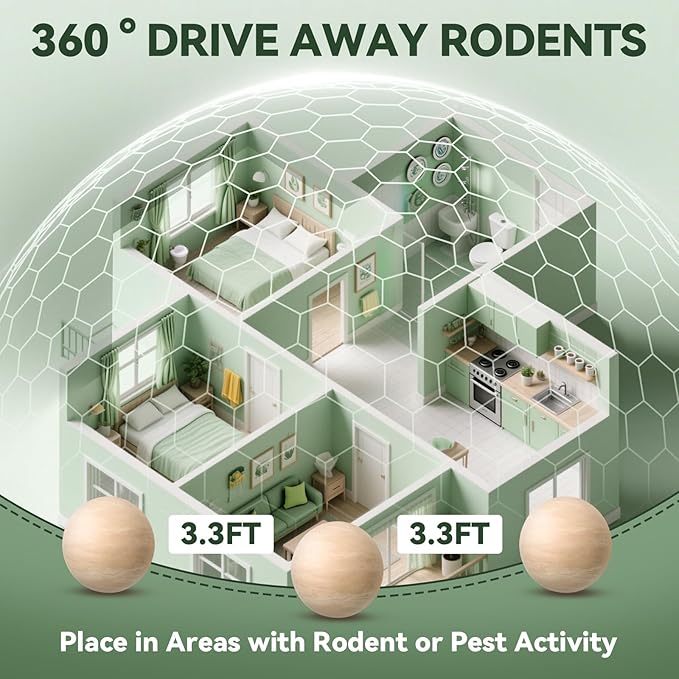 Rodent Repellent 36 Balls, Peppermint Oil Mouse Repellent Indoor & Outdoor Use, Natural Moth Balls for Rodent Mice Repellent for Home, Garage, Car, RV & Garden
