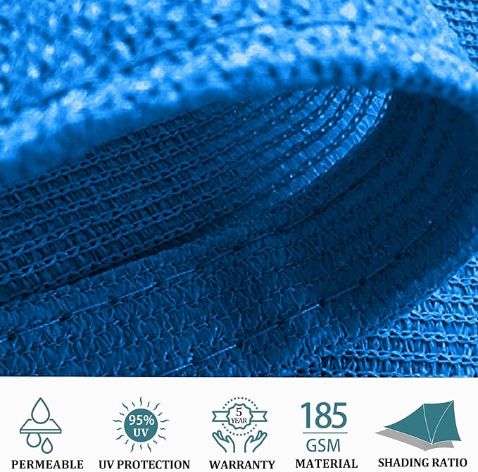 Shade&Beyond Custom 17'x18' Sun Shade Sail Canopy Rectangle UV Block Breathable Curved Sunshade for Backyard Yard Deck Outdoor Facility and Activities, Blue (We Make Custom Size)