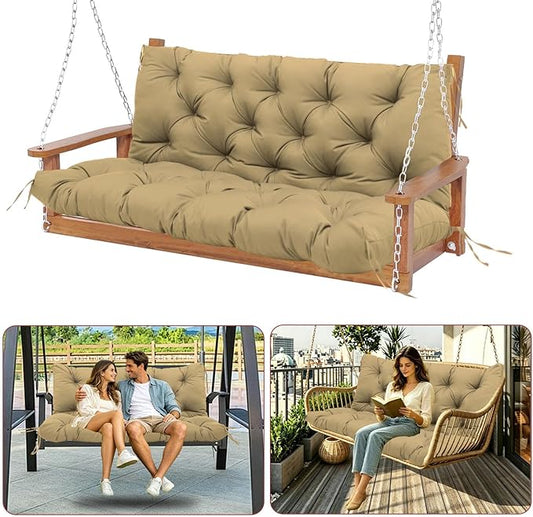 Premium 5" Thicken Porch Swing Cushions Waterproof 3 Seater Replacement Cushions with Backrest and Adjustable Straps, Outdoor Furniture Cushions for Patio, Garden(70×40×5inch)