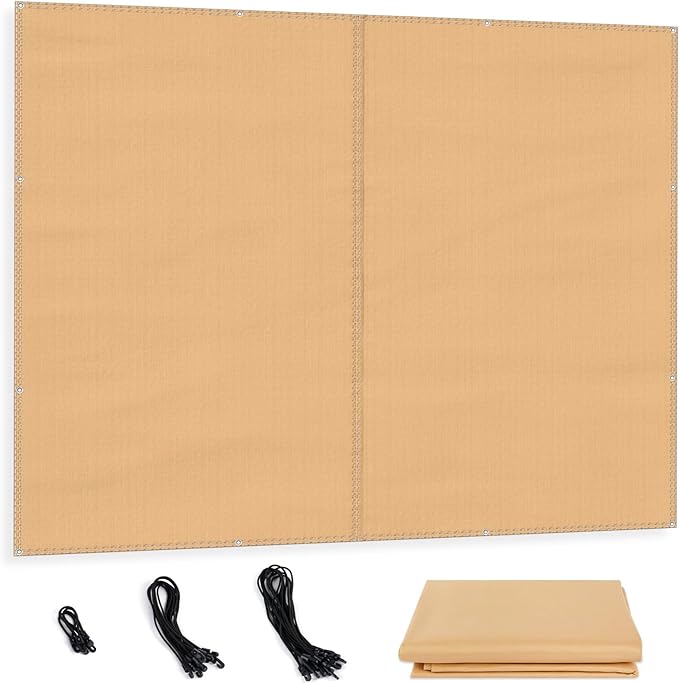 GNILLKO Sun Shade Cloth with Grommets, 8' x 10' Waterproof Pergola Shade Cover Canopy, Garden Shade Cloth for Patio, Outdoor, Garden, Backyard(Khaki)