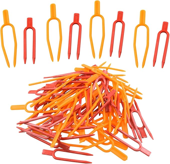 Haidong-Gardening Plant Fixing Clips Reusable Garden Strawberry Fork Used for Fixing Vines Such as Flowers, Strawberries and Watermelons (120 Each for red and Orange) -240PCS