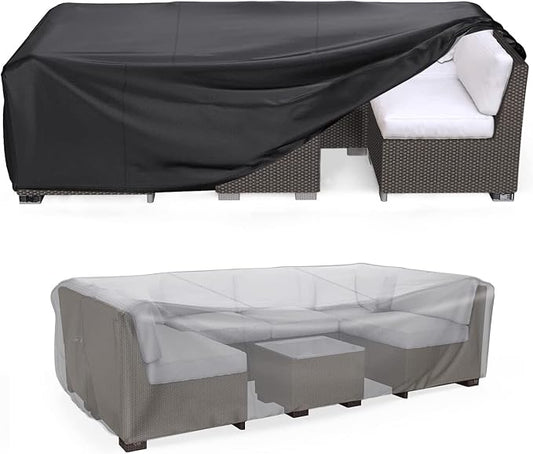 Patio Furniture Set Cover Waterproof, Mrrihand Outdoor Sectional Sofa Set Cover Heavy Duty 600D Table and Chair Set Cover 102" L× 74" W× 28" H