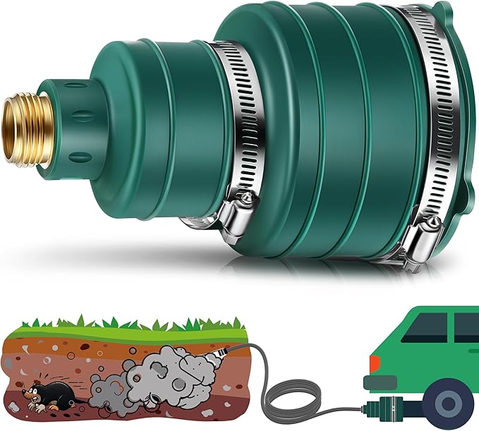 Qualirey 1 Pack Pest Control Exhaust Pipe Attachment Transport Exhaust from Car to Underground for Killing Outdoor Rodents Such as Moles, Gophers (FIT FOR PIPE IN 2"-2.4"/3"-3.5" DIAMETER) (Green)
