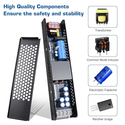 LED Driver 12V 200W 16.6A Slim LED Power Supply, AC 100-250V to 12V DC Adapter, Constant Voltage LED Transformer for Strip Lights, Bulbs, Garden and Cabinet Lights