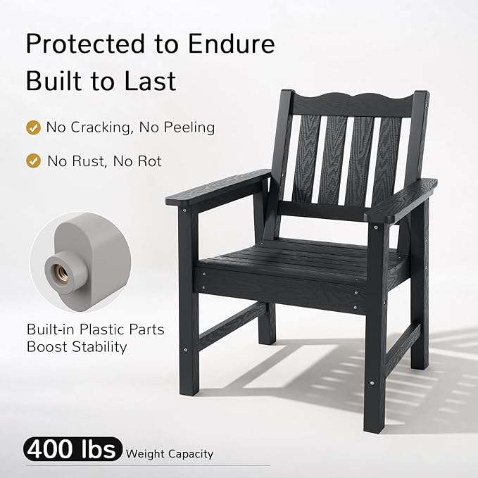 Stoog Weatherproof Outdoor Bench & Outdoor Chairs Set, Patio Furniture Set, Include 2 Garden Chairs and 1 Garden Bench, for Porch, Backyard, Lawn, Patio and Deck, Black