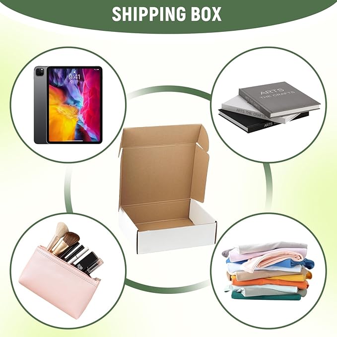10"x7"x3" Shipping Boxes Set of 1, White Corrugated Cardboard Box Literature Mailer