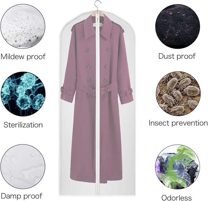 60 Inch Garment Bags 20 Pack Dress Bags for Gowns, Closet Storage