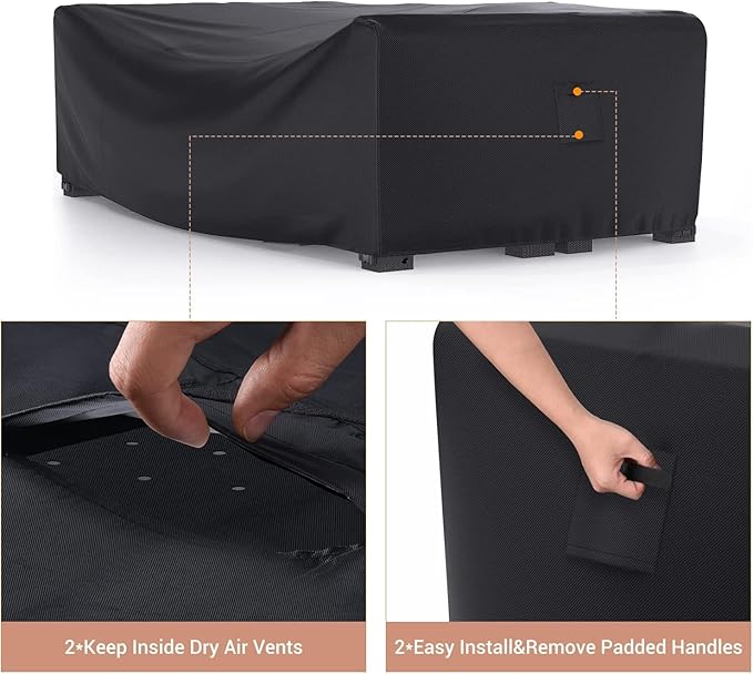 Patio Furniture Set Cover Waterproof, Mrrihand Outdoor Sectional Sofa Set Cover Heavy Duty 600D Table and Chair Set Cover 137.7" L× 86" W× 28" H