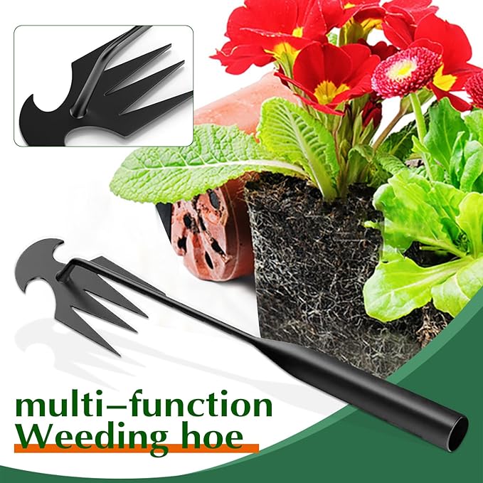 fugit Weed Puller Tool Garden Weed Pulling Tool– 15.7” Portable Garden Weeder, 4 Teeth Manganese Steel Forged Hand Tool for Uprooting Weeds, Ideal for Gardening (2PCS)