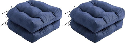 IPYNBAP Outdoor Chair Cushions Set of 2, Patio Chair Cushions with Ties, 19x19+5” Tufted Outdoor Seat Cushions, Waterproof Patio Furniture Cushions, Outdoor Dining Chair Pads, Navy (Pack of 2)