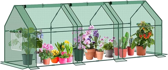Mini Greenhouse for Outdoor,Portable Small Tunnel Greenhouses for Outdoors with Roll up Zipper Door for Protecting Plant (PE, 95" x 36" x 36")
