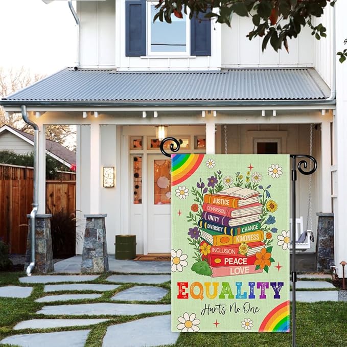 Equality Hurts No One Garden Flag, Funny LGBTQ Yard Sign for Outside, BLM Equality Social Justice Kindness Diversity Inclusion Civil Rights Banner for Bookworm, Pride Month Yard Outdoor Décor