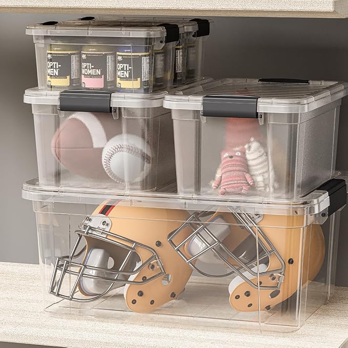 Superio 21 Quart Clear Plastic Storage Boxes with Lids, Stackable Organizer Containers, BPA-Free Storage Bins for Home, Office, School & Dorm, 3 Pack