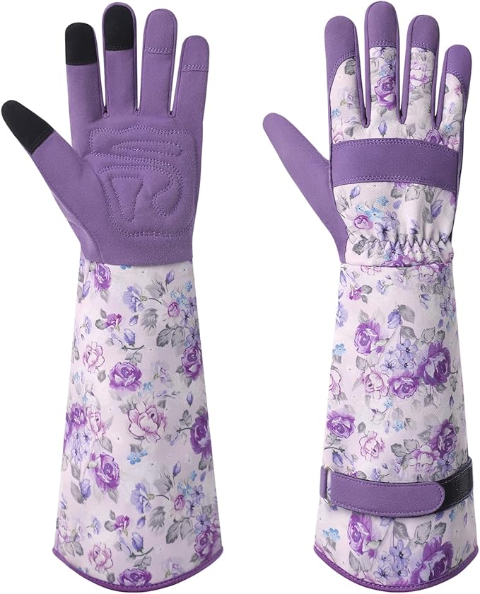 Trifabricy Gardening Gloves for Women, Leather Long Garden Gloves with Grip, Thorn-Proof Puncture-Resistant Work Gloves