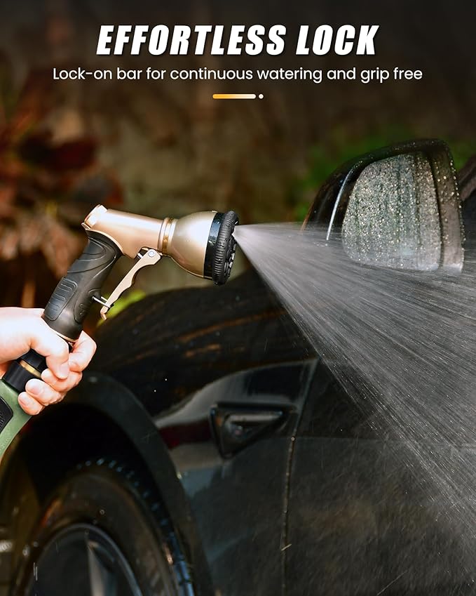 RAINPOINT Garden Hose Nozzle, Metal Hose Sprayer Nozzle With 9 Adjustable Spray Patterns, Heavy Duty Hose Sprayer for Watering Plants, Lawns, Car Wash, Pet Washing(Black)