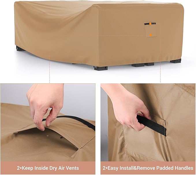 Mrrihand Heavy Duty Patio Furniture Covers, Outdoor Furniture Covers Waterproof Sectional Sofa Set , Patio Table and Chair Set Cover 78"L×62"W×30"H,Brown