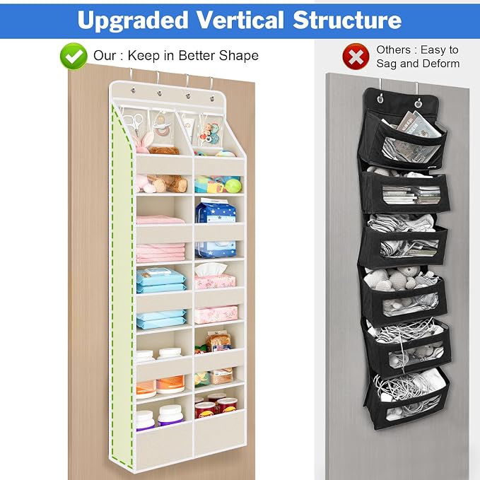 Univivi Upgraded Over Door Organizer for Baby Stuff, Beige Pattern, 6-Shelf