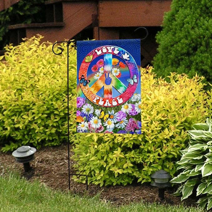 Peace and Love Summer Garden Flag 18" x 12.5" Briarwood Lane