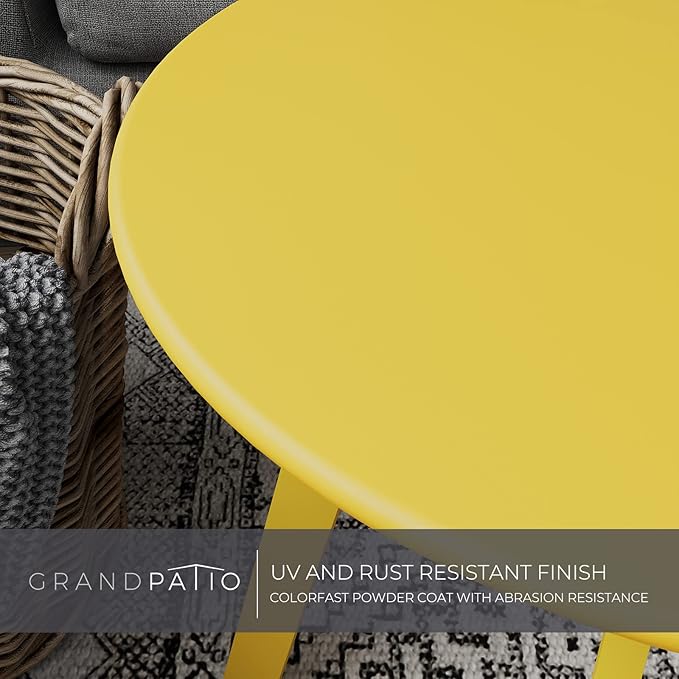 Grand patio Outdoor Side Table Round End Table with Square Feet Small Accent Table Great for Patio Balcony