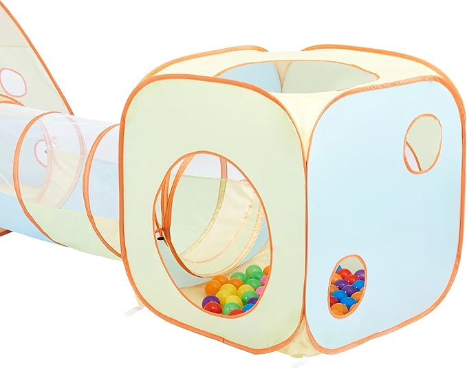 UTEX 3 in 1 Pop Up Play Tent with Tunnel, Ball Pit for Kids, Boys, Girls, Babies and Toddlers, Indoor/Outdoor Playhouse (3 in 1 with Suquare Tent)