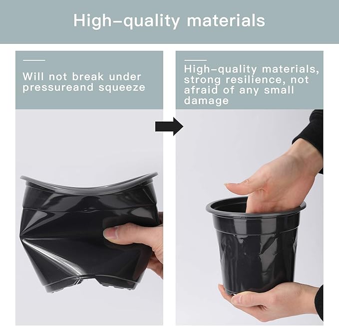 Oubest Plastic Black Plant Nursery Pots 6" 50 pcs 0.5 Gallon for Flower Plant Container Seed Starting Seedlings Reusable Transplanting Succulent Propagation Planting Pots