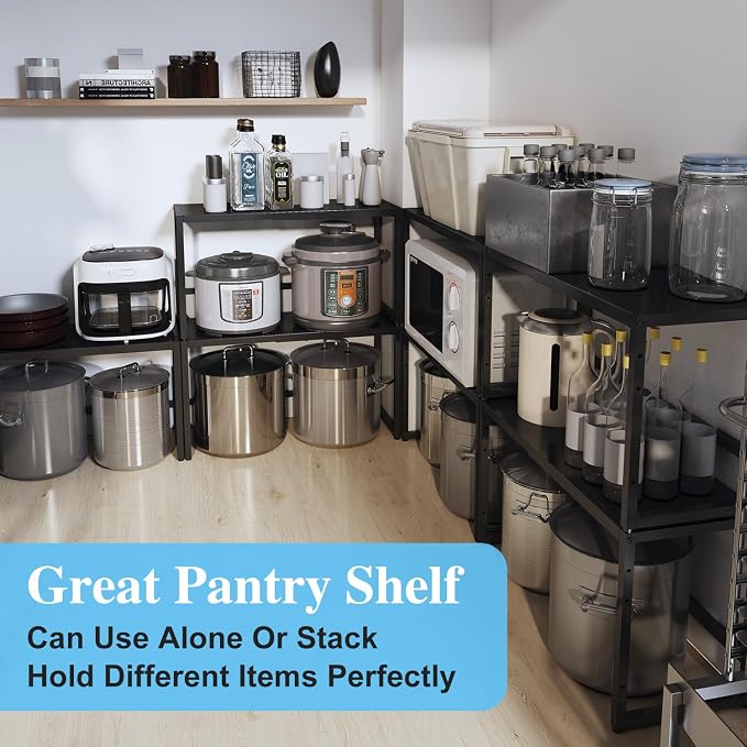2 Pack Expandable Metal Storage Shelves, 110LBS Heavy Duty Shelving Units