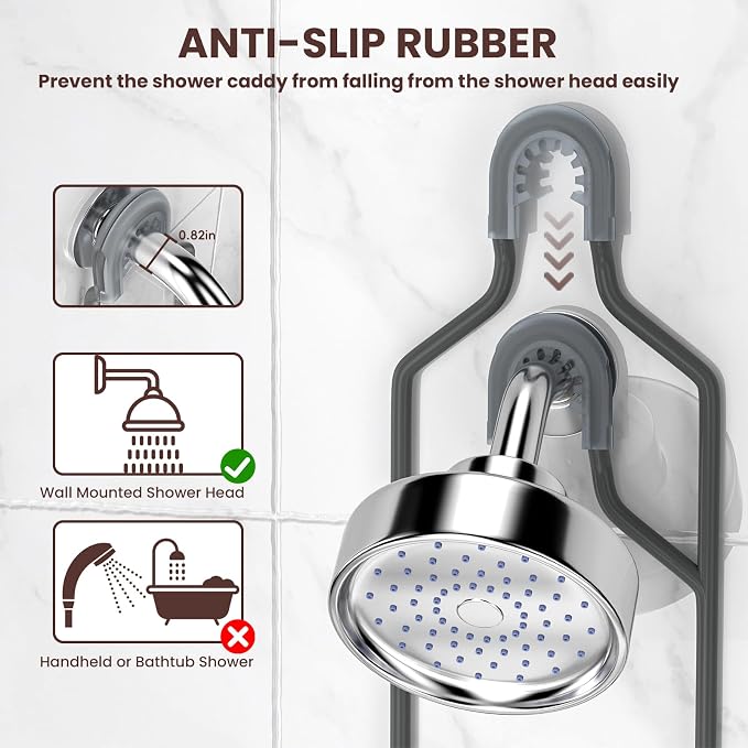Rustproof Shower Caddy Hanging with Soap Holders for Bathroom, Grey