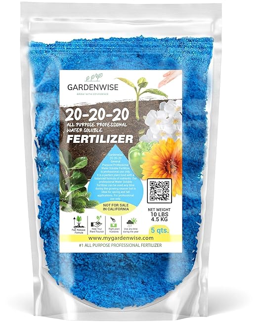 Gardenwise 20-20-20 Water-Soluble Fertilizer – Powder for Liquid Plant Food for Indoor & Outdoor Plants, Orchids, Vegetables, Lawns, Flowers – 20 20 20 Fertilizer 5 Quarts (10 lbs)