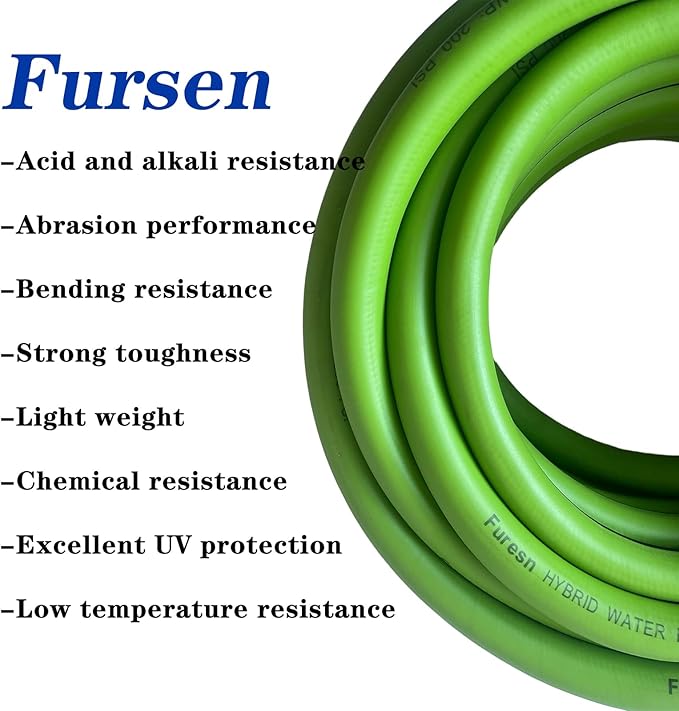 Garden Hose 5/8 in x 15 ft, Hybrid, No Kink, Heavy Duty, Lightweight, Flexible, Male Female Fittings, Handle & 3/4" GHT Solid Brass, 200 PSI (15FT, Green Black)