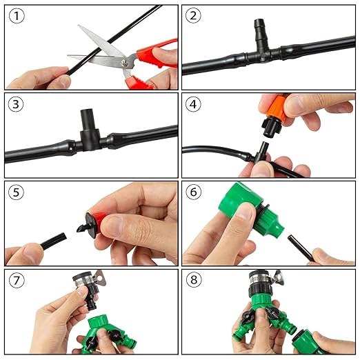 164FT / 50M Garden Drip Irrigation Kit – DIY Automatic Watering System, Auto Drip Irrigation Kit for Greenhouse, Lawn, Plants, Flower Beds & Garden