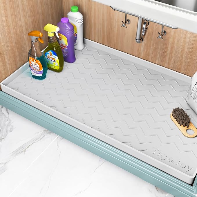 TigeJoy Under Sink Mats for Kitchen Waterproof 37" x 22", Cabinet Liner
