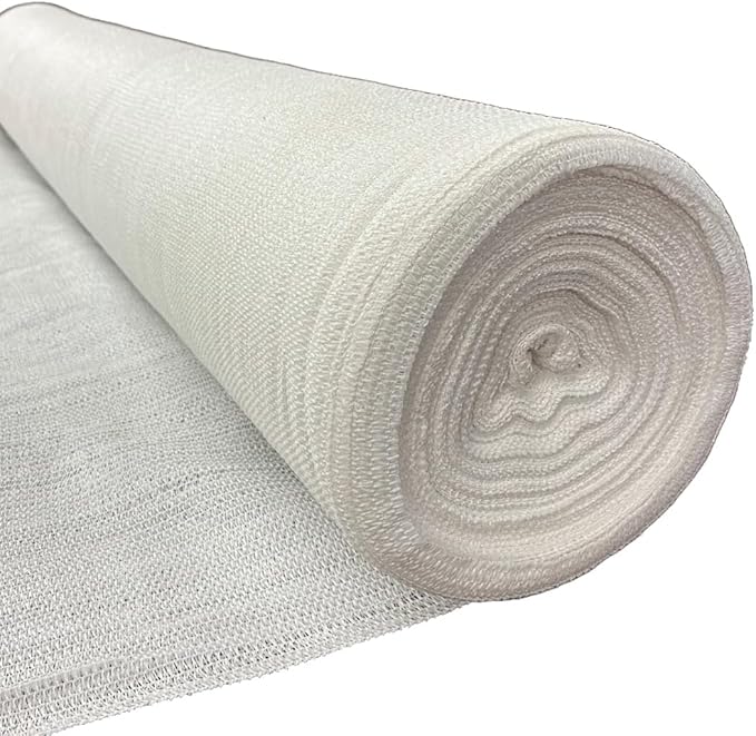 Farm Plastic Supply - White Shade Cloth - 50% - Mesh Fabric for Fence Privacy Screen, Garden Shade, Mesh Fence Screening, Shade Cloth Rolls, Wind Screen (20' x 125')