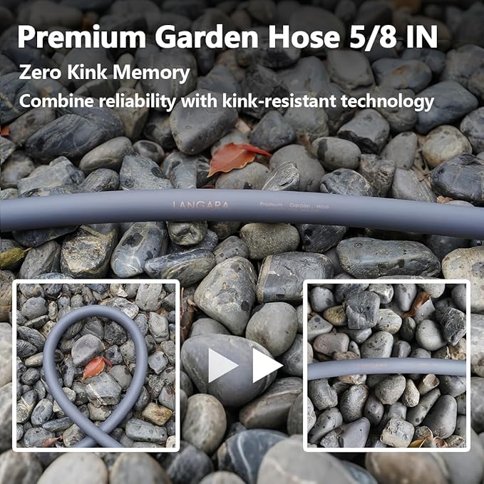 Heavy Duty Premium Garden Hose 100ft x 5/8", 300PSI Working, 1000PSI Burst, Hybrid Rubber Water Hose with Transparent Swivel Handle - Hot/Cold Water - Five Layered Braiding with Brass fittings (Grey)