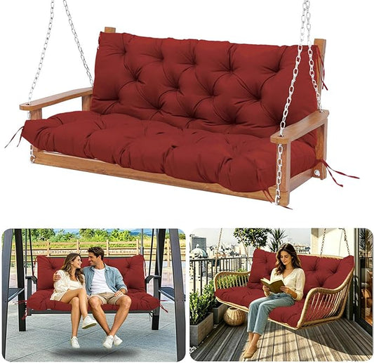 Premium 5" Thicken Porch Swing Cushions Waterproof 3 Seater Replacement Cushions with Backrest and Adjustable Straps, Outdoor Furniture Cushions for Patio, Garden(70×40×5inch)
