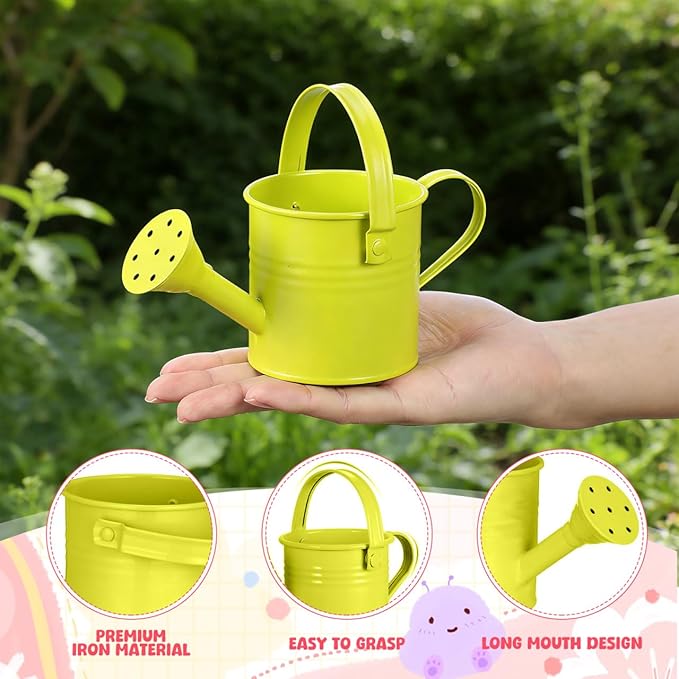 5 Pack Small Metal Watering Can for Kids, Mini Plant Water Pot for Indoor Outdoor Gardening, Cute Toddler Beach Sand Bath Toys with Sprinkler Head, Tiny Succulent Bonsai Cans, 6oz