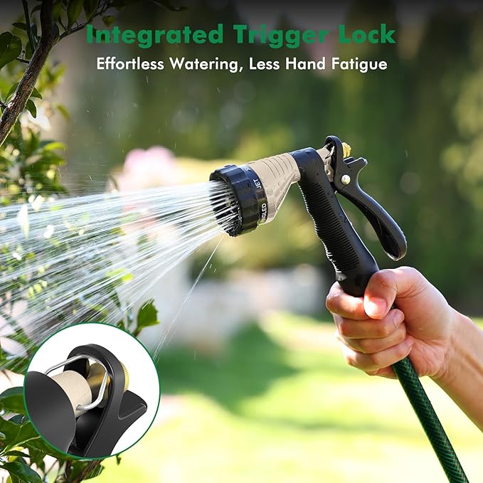 RESTMO Garden Hose Spray Nozzle, Water Hose Nozzle Heavy Duty, High Pressure Hand Sprayer with 6 Adjustable Watering Patterns, Slip Resistant for Watering Plants, Car Washing & Pet Showering, Black