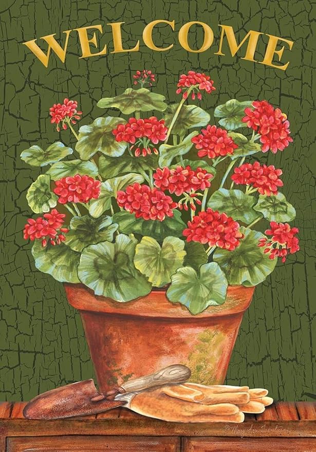 Briarwood Lane Potted Geraniums Summer Garden Flag