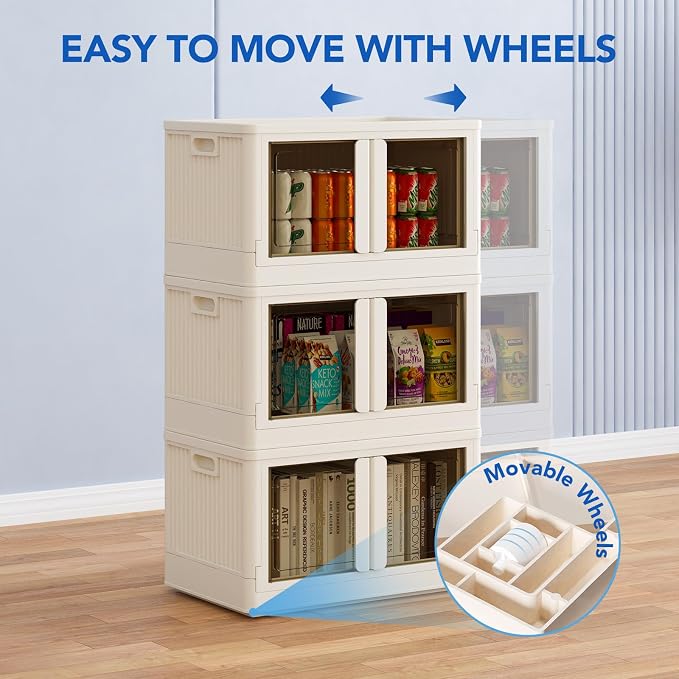 FLEXIMOUNTS 152 QT Stackable Plastic Storage Bins With Lids, Milky White